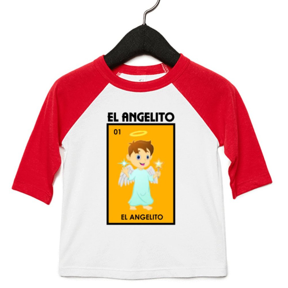 El Angelito Loteria Mexican Bingo Shirt Raglan